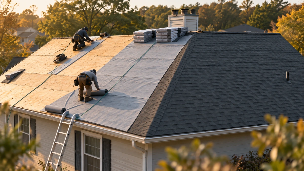 A two story home in Gastonia with a new shingle roof and clean ridge lines